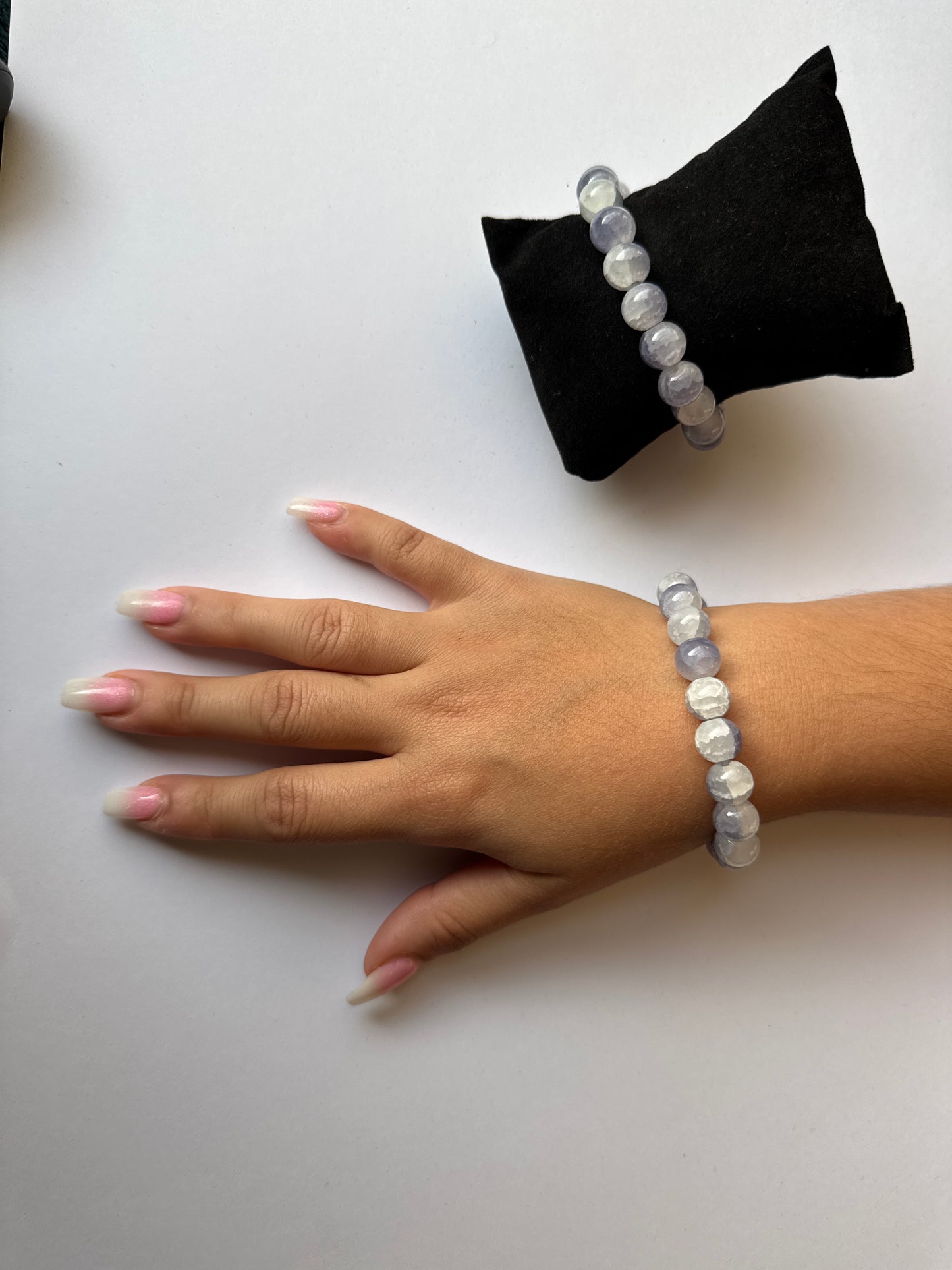 Grey Basic Glass Bead Bracelet