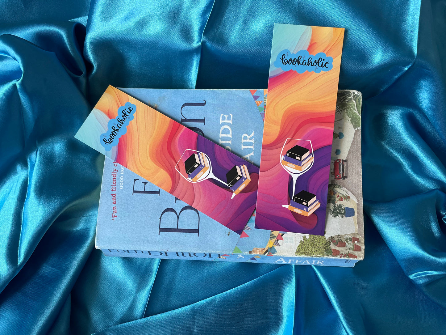 A handmade Bookoholic bookmark with a bold design for book lovers