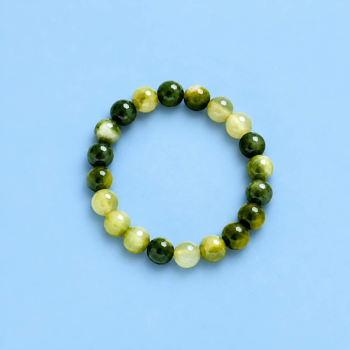 Yellow & Green Glass Bead Bracelet