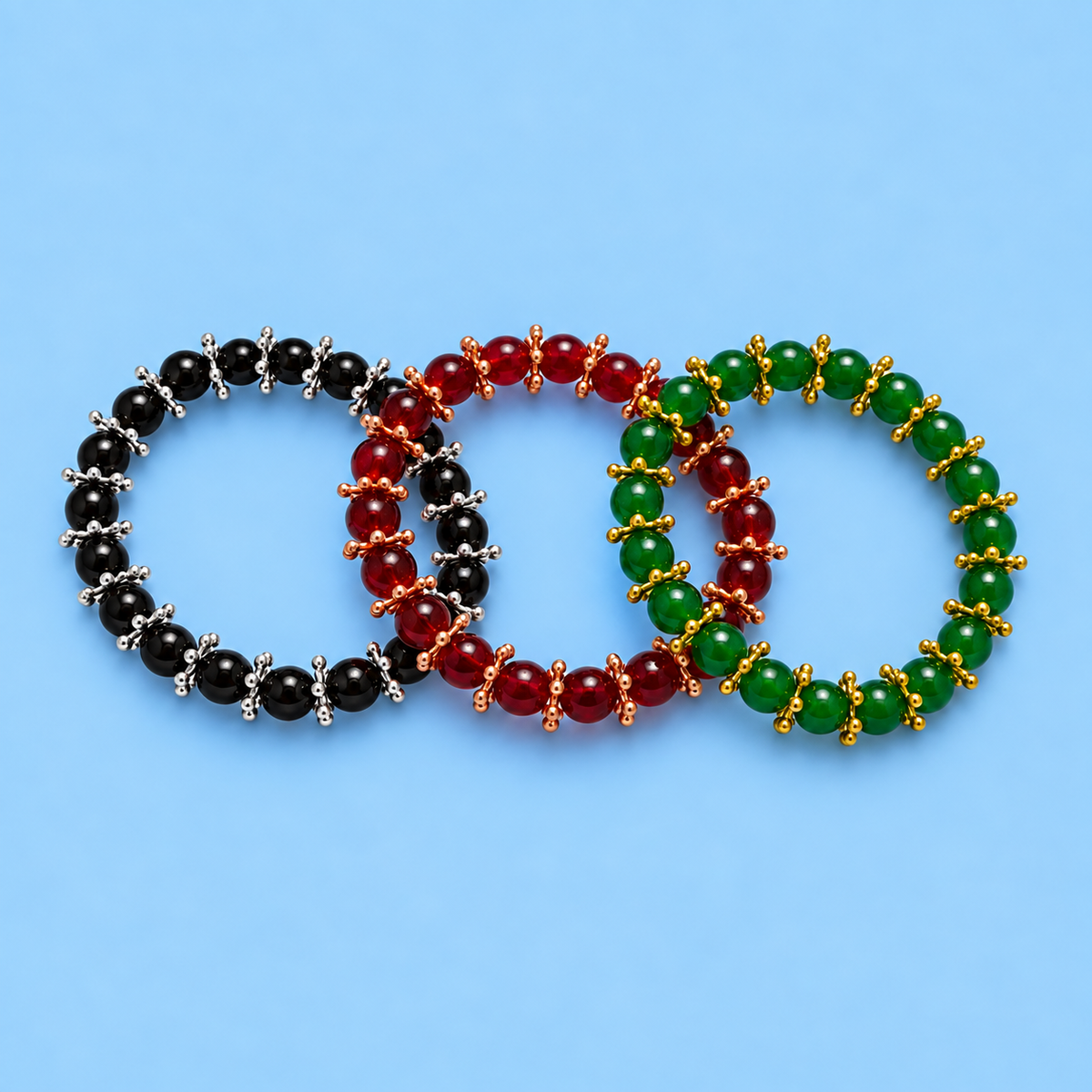 Vintage Snowflake Bead Bracelet —