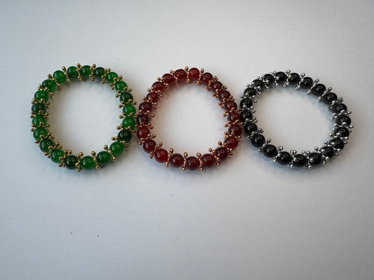 Alloy Vintage Snowflake Wheel Bead Bracelet Red