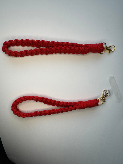 Handmade macaron-style beaded lanyard phone charms in bright colours