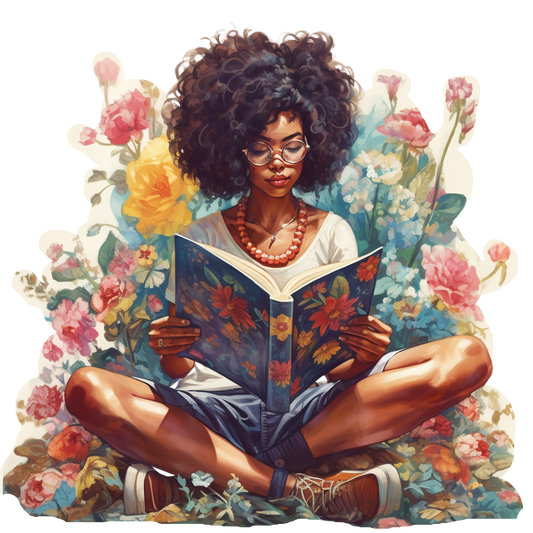 Magnetic Fold Black Woman With Flower & Book Bookmark