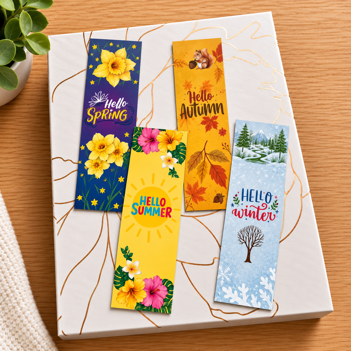 Seasonal Bookmark Set — Four Designs