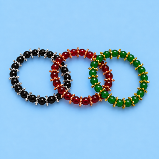 Vintage Snowflake Bead Bracelet —